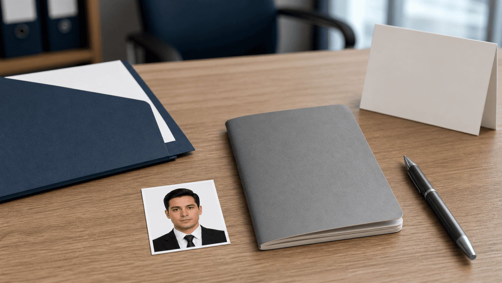 Gri hizmet pasaportu başvurusu için tek biyometrik fotoğraf, boş gri pasaport ve görev dosyası