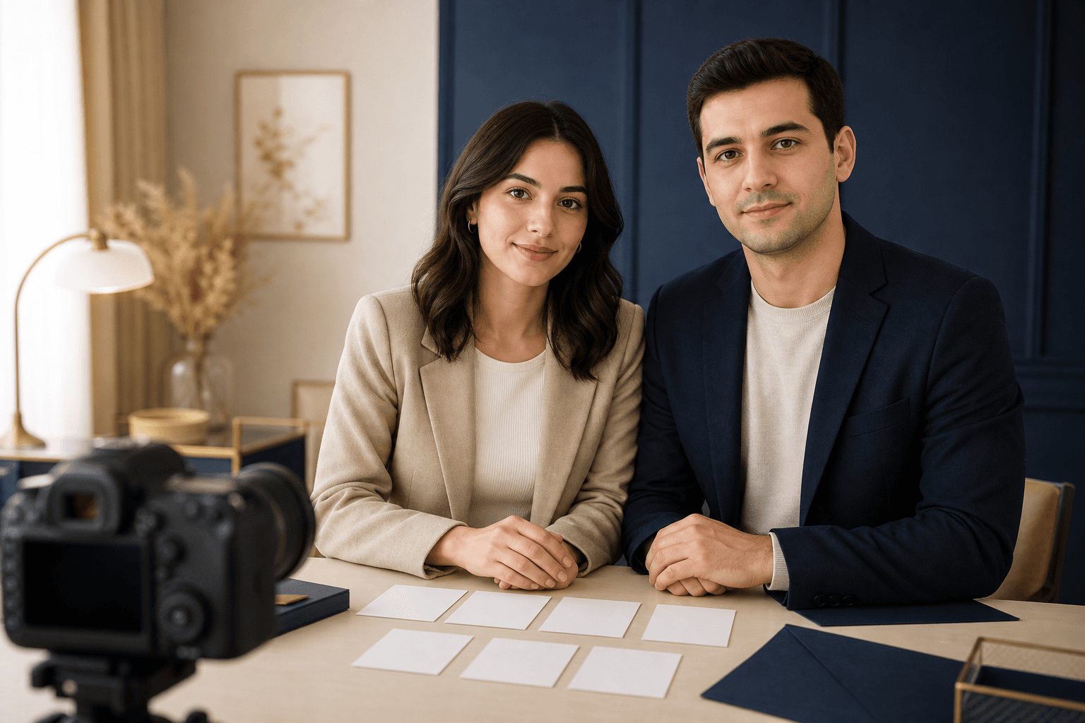 Nikâh başvurusu için vesikalık fotoğraf çektirmeye hazırlanan çift