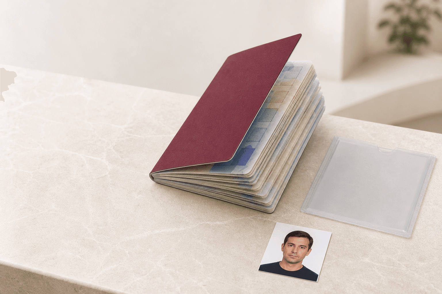 Vize sayfaları dolmuş bordo pasaport temsili ve yenileme için 50x60 mm biyometrik fotoğraf