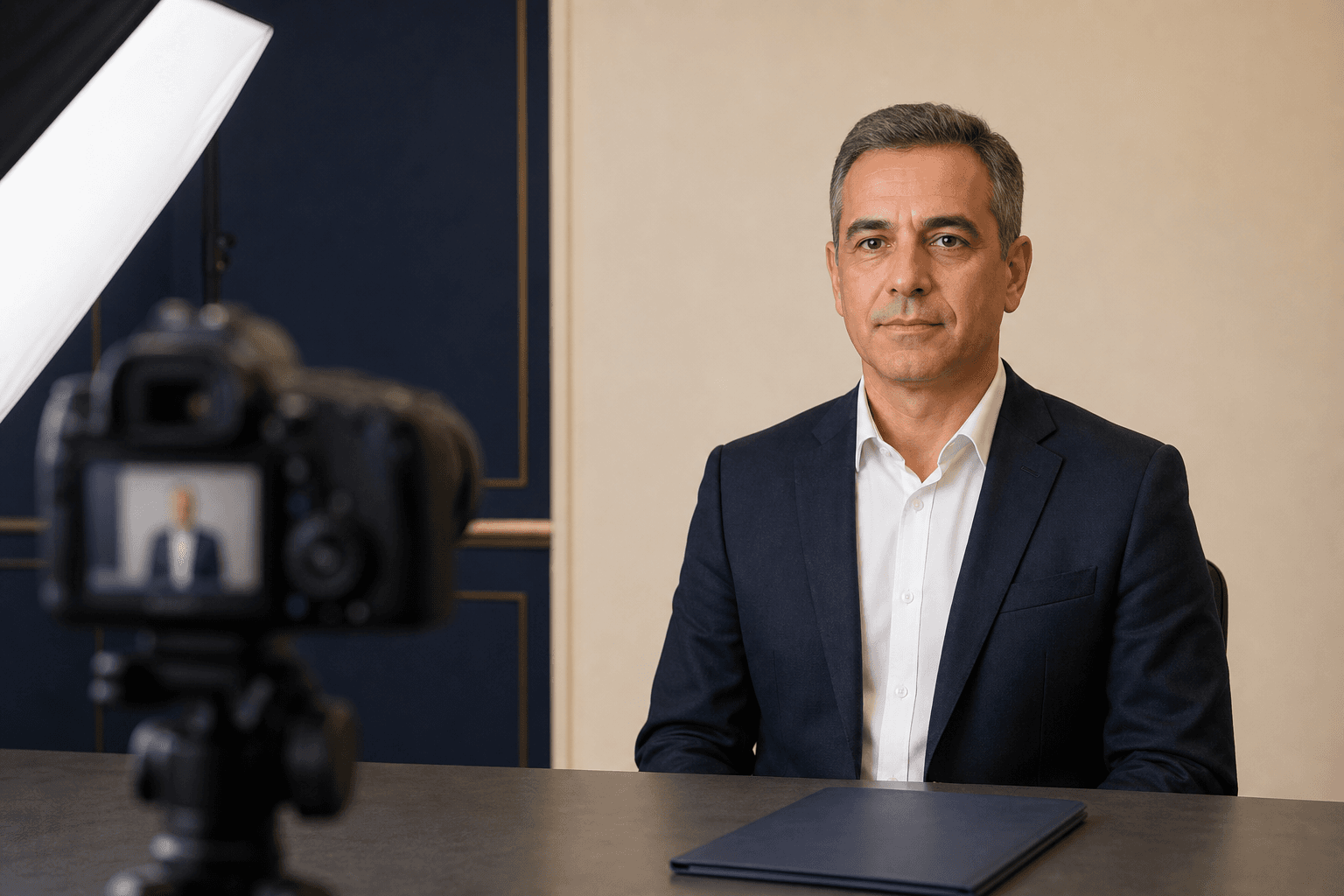 Silah ruhsatı başvurusu için biyometrik fotoğraf çekimine hazırlanan kişi